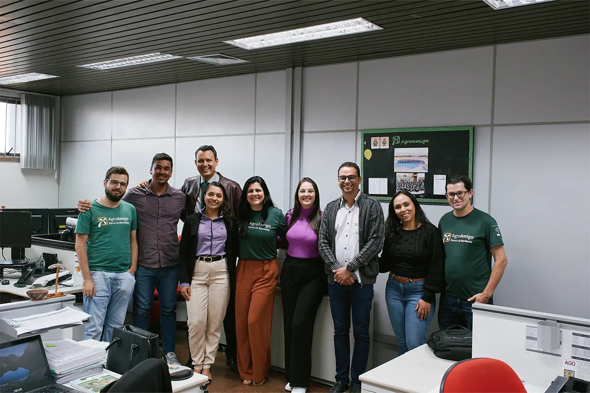 Water.org's partners in Vitoria da Conquista pose for a photo in their office.